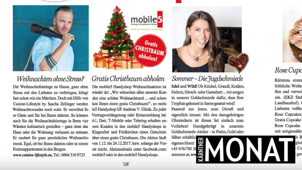 Cuisine-Lifestyle im Kärntner MONAT - Ausgabe Dezember 410 12/17